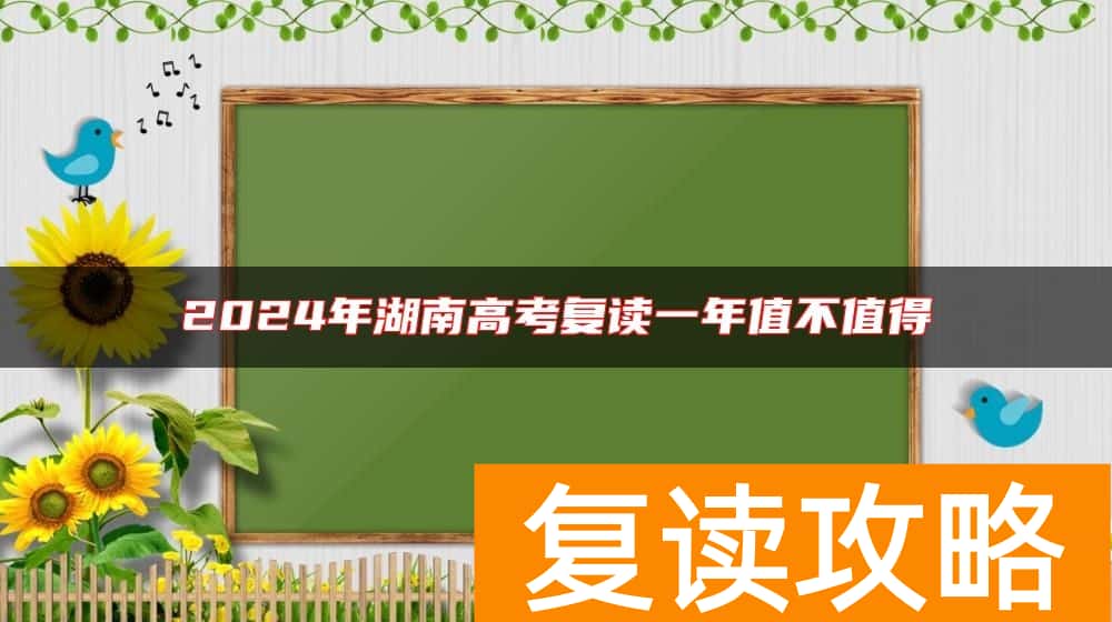 2024年湖南高考复读一年值不值得